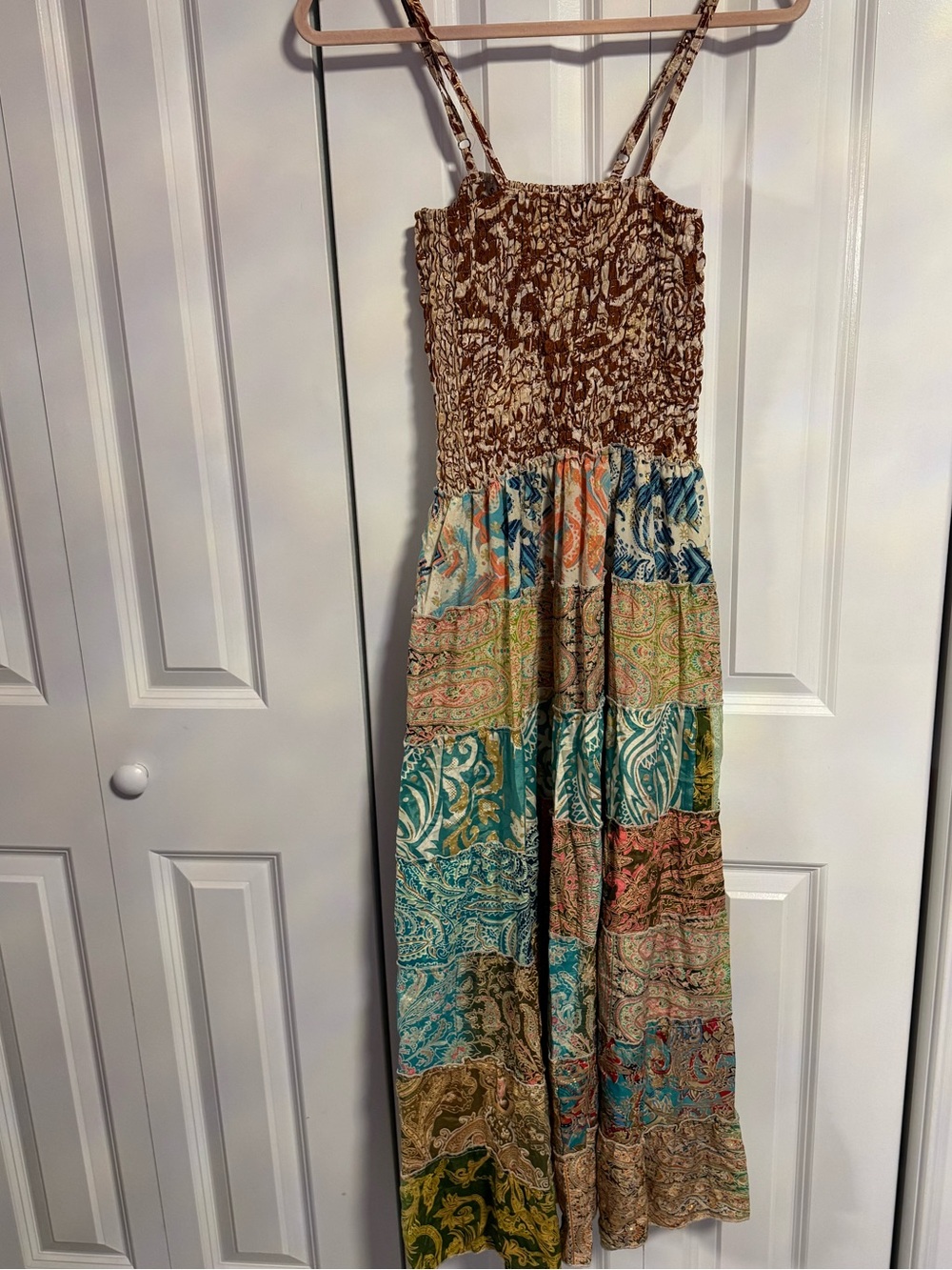 💕LAST ONE! POL Boho Patchwork Maxi Dress in Multicolor - Picture 5 of 6